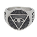 Vintage 316L Stainless Steel Male Punk Jewelry Triangle Eye Men Ring